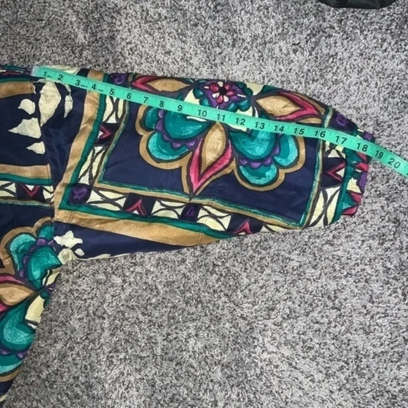 Vintage 90’s Stunt Sports 100% Silk Boho/Southwestern/Aztec Bomber Jacket Sz 2X - Picture 15 of 15